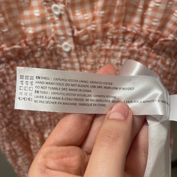 💫NWT🌟 En Saison gorgeous coral/white gingham midi dress women’s size large - Picture 7 of 7